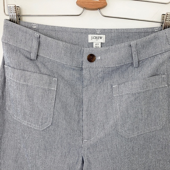J. Crew Factory Lizzie High-rise Patch-pocket Wide-leg Pant Blue/White Stripe-27 - Picture 3 of 8